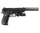 Детский страйкбольный пистолет Colt G.26A металлический с глушителем и прицелом Galaxy G.26A Черный - изображение 2