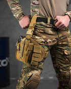 Набедренная тактическая кабура для пистолета Tactic с карманом под магазин кайот - изображение 2