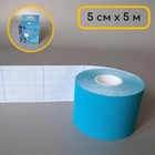 Кінезіо тейп стрічка пластир для тейпування коліна спини шиї 5 см х 5 м Kinesio Tape блакитний АН463 - зображення 1