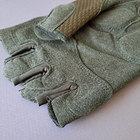 Плотные тактические перчатки армейские с открытыми пальцами на липучке для рыбалки охоты PRO TACTICAL оливковые АН8808 размер XL - изображение 5