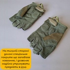 Плотные тактические перчатки армейские с открытыми пальцами на липучке для рыбалки охоты PRO TACTICAL оливковые АН8808 размер L - изображение 3