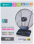 Antena TV DPM HP04 pokojowa DVB-T i DVB-T2 VHF/UHF/FM 36 dB (5906881170922) - obraz 5