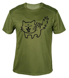 Футболка потоотводящая военная ВСУ с принтом "Злой котенок" в оливе XL - изображение 1