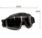 Захисні окуляри для страйкболу від вітру та пилу з 3 лінзами Black - зображення 6