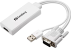 Adapter Sandberg VGA + Audio - HDMI White (5705730508783) - obraz 1
