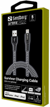 Kabel Sandberg USB Type-A - Apple Lightning 1 m Black (5705730441356) - obraz 2