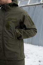 Тактична чоловіча куртка Soft shell на блискавці з капюшоном водонепроникна S олива 00006 - зображення 5
