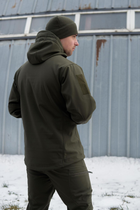 Тактична чоловіча куртка Soft shell на блискавці з капюшоном водонепроникна 2XL олива 00087 - зображення 8