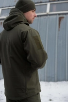 Тактична чоловіча куртка Soft shell на блискавці з капюшоном водонепроникна 2XL олива 00087 - зображення 9