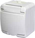 Розетка с заземляющим контактом и крышкой ETI IP54 RHE-1s 4668015 белая