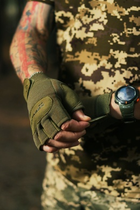 Рукавиці тактичні безпалі Pentagon Duty Mechanic 1/2 Gloves Olive Green L - зображення 4