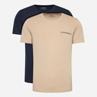 Zestaw koszulek męskich bawełnianych Emporio Armani 3F717111849-11350 S 2 szt Niebieski/Beżowy (8057767239626) - obraz 1