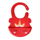 Слинявчик силіконовий "Єдиноріг" Mega Zayka MGZ-0615(Red) з кишенею