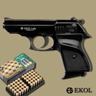 Стартовый пистолет Walther ppk, Ekol Lady черный + 20 патронов, Сигнальный пистолет под холостой патрон 9мм, Шумовый - изображение 1