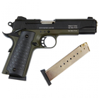 Стартовый пистолет Colt 1911, KUZEY 911#2 Black/Green Grips, Сигнальный пистолет под холостой патрон 9мм, Шумовой - изображение 2
