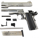 Стартовый пистолет Colt 1911, KUZEY 911#6 Matte Chrome Plating, Engraved/Black Grips, Сигнальный пистолет под холостой патрон 9мм, Шумовой - изображение 5