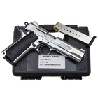 Стартовый пистолет Colt 1911, KUZEY 911#6 Matte Chrome Plating, Engraved/Black Grips, Сигнальный пистолет под холостой патрон 9мм, Шумовой - изображение 7