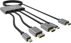 Kabel Sandberg USB Type-C - DisplayPort - micro-HDMI + mini-DisplayPort - 2 x HDMI 0.3 m Black (5705730509216) - obraz 1
