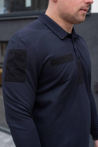 Поло з довгим рукавом чоловіча для ДСНС з липучками під шеврони темно-синій колір тканина CoolPass S - зображення 4