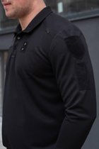 Поло с длинным рукавом мужская Police с липучками под шевроны черный цвет ткань CoolPass 3XL - изображение 3