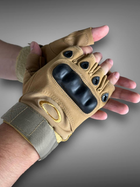 Тактичні рукавички Oakley відкриті Койот, безпалі армійські рукавички - изображение 3