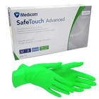 Рукавички нітрилові SafeTouch Medicom Green розмір M (100 шт) колір Зелене яблуко - зображення 1