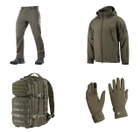 M-tac комплект Shoft Shell куртка с подстёжкой, штаны тактические, перчатки, рюкзак олива 3XL - изображение 1