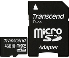 Karta pamięci Transcend MicroSDHC 4GB Class 10 + adapter (TS4GUSDHC10) - obraz 1