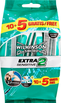 Jednorazowe maszynki do golenia Wilkinson Sword Extra 2 Sensitive 10+5 szt (4027800419708) - obraz 1