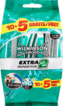 Jednorazowe maszynki do golenia Wilkinson Sword Extra 2 Sensitive 10+5 szt (4027800419708) - obraz 1