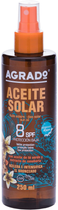 Olejek do opalania Agrado Aceite Acelerador Bronceado Spf8 250 ml (8433295062224)