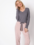 Piżama (longsleeve + spodnie) Aruelle Judy pajama long XXL Szary/Różowy (5904541434179) - obraz 3