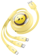 Kabel Baseus 3w1 USB Type-A - USB Type-C - micro-USB - Lightning 1.1 m Yellow (P10362900Y11-00) - obraz 1