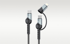 Kabel Budi 2w1 USB Type-A - USB Type-C - Lightning 1 m Black (6971536927151) - obraz 2