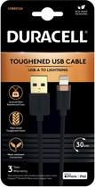 Kabel Duracell USB Type-A - Lightning 0.3 m Black (USB8012A) - obraz 2