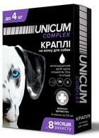 От блох и клещей Unicum COMPLEX - Капли от блох, клещей и гельминтов на холке для собак до 4 кг (UN-031)