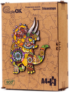 Puzzle drewniane PuzzleOK Triceratops 130 elementów (4821993009032) - obraz 1