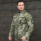 Мужская Водоотталкивающая Куртка Soft Shell на микрофлисе с липучками для шевронов пиксель размер XL - изображение 1