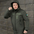 Демісезонна Куртка Soft Shell зі знімним капюшоном та липучками + Подарунок шеврон "Прапор України" хакі розмір S - зображення 5
