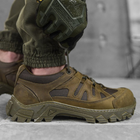 Чоловічі шкіряні кросівки із сітчастими вставками олива розмір 40 - зображення 1