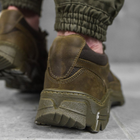 Чоловічі шкіряні кросівки із сітчастими вставками олива розмір 40 - зображення 4