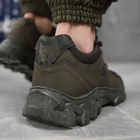 Мужские кожаные кроссовки с вставками текстиля олива размер 43 - изображение 4