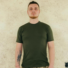 Мужская хлопковая футболка с круглой горловиной олива размер L - изображение 1