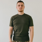 Мужская хлопковая футболка с круглой горловиной олива размер L - изображение 2