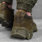 Мужские кожаные кроссовки с сетчатыми вставками олива размер 45 - изображение 4