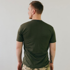 Мужская хлопковая футболка с круглой горловиной олива размер 3XL - изображение 5