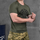 Мужская потоотводящая футболка Coolmax с принтом "Слава Украине" олива размер L - изображение 3