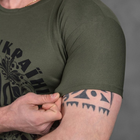 Мужская потоотводящая футболка Coolmax с принтом "Слава Украине" олива размер L - изображение 5