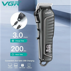 Аккумуляторная машинка для стрижки VGR V-683 Аккумуляторная с LED дисплеем 4 насадки 7W Черная