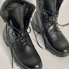 Зимние кожаные Ботинки Ястреб на меху до -20°C / Утепленные водоотталкивающие Берцы черные размер 40 - изображение 3